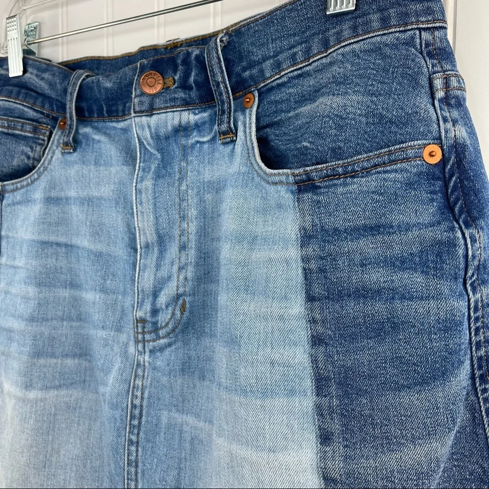 Madewell Pieced McCarren A-Line Denim 2-Tone Jean Skirt Size 29
